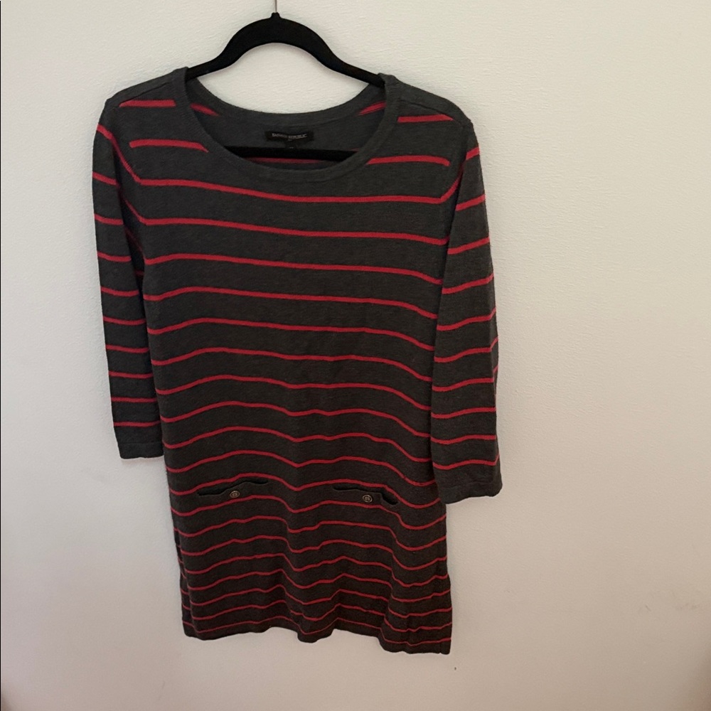 Banana Republic Gray Knit Dress with Orange Stripes